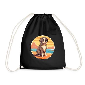 Kuchi Afghan Shepard race chien dessin animé Kawaii chien - Sac de sport léger - noir - Devant