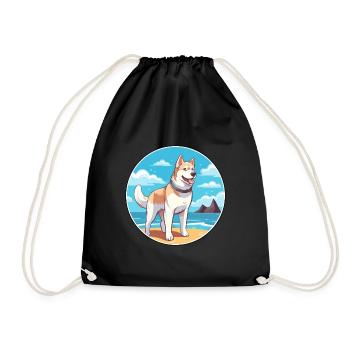 Labrador Husky Hund Rasse Cartoon Kawaii Clipart - Turnbeutel - Schwarz - Vorne