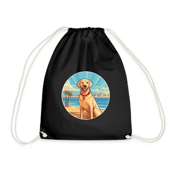 Labrador Hund Rasse Cartoon Kawaii Clipart Hund Haustier - Turnbeutel - Schwarz - Vorne