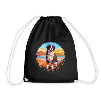 Landseer chien race dessin animé kawaii clipart chien animal de compagnie - Sac de sport léger - noir - Devant