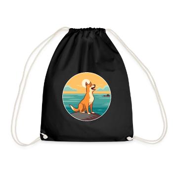 Neuguinea Singender Hund Rasse Cartoon Kawaii Hund - Turnbeutel - Schwarz - Vorne