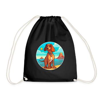Magyar Agar Dog Breed Cartoon Kawaii Clipart Dog - Drawstring Bag - black - Front