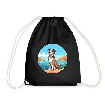 Mallorca Schäferhund Rasse Cartoon Kawaii Clipart - Turnbeutel - Schwarz - Vorne