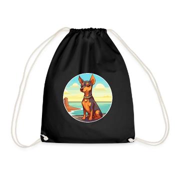 Miniatur Pinscher Hunderasse Cartoon Kawaii Hund - Turnbeutel - Schwarz - Vorne
