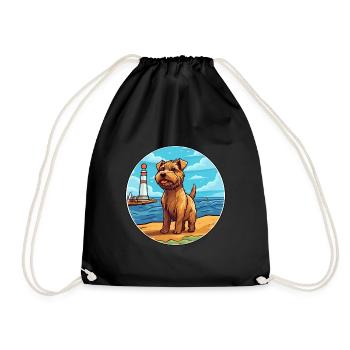 Norfolk Terrier Dog Breed Cartoon Kawaii Clipart - Drawstring Bag - black - Front
