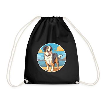 Nordamerikanischer Schäferhund Rasse Cartoon Kawaii - Turnbeutel - Schwarz - Vorne