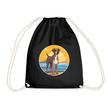 Mountain Cur Hund Rasse Cartoon Kawaii Clipart Hund - Turnbeutel - Schwarz - Vorne