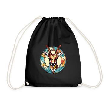 Antilope Buntes Aquarell Tier Illustration - Turnbeutel - Schwarz - Vorne
