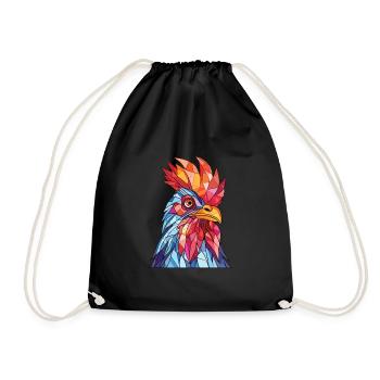 Henne buntes Aquarell Tier Haustier Illustration - Turnbeutel - Schwarz - Vorne