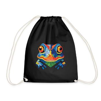 Bunte Aquarell-Tierhaustierillustration des Frosches - Turnbeutel - Schwarz - Vorne