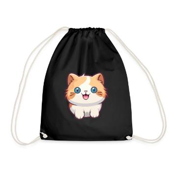 Munchkin Katze Cartoon Aquarell Illustration - Turnbeutel - Schwarz - Vorne