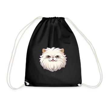 British Longhair Cat Cartoon Watercolor Clipart - Drawstring Bag - black - Front