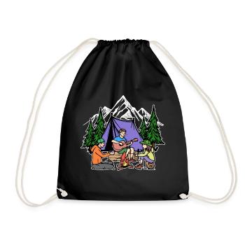 Camping Nature Campsite Camping Chilling Mountains - Drawstring Bag - black - Front