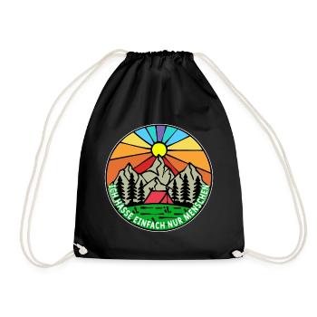 Mountains, hikers, camping, nature, camping, camping - Drawstring Bag - black - Front