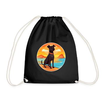 Patterdale Terrier Dog Breed Cartoon Kawaii Dog - Drawstring Bag - black - Front