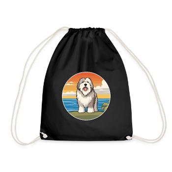 Vieux chien de berger anglais race de chien de dessin animé Kawaii chien - Sac de sport léger - noir - Devant
