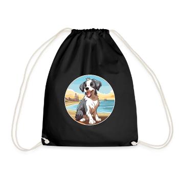 Chien de berger picard chien race Cartoon Kawaii Clipart - Sac de sport léger - noir - Devant