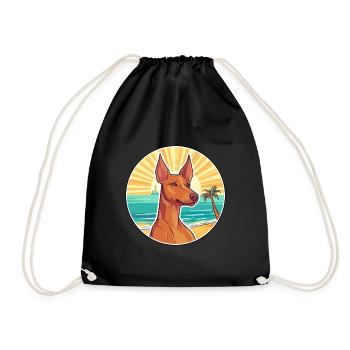 Pharaoh Hound Dog Breed Cartoon Kawaii Clipart Dog - Drawstring Bag - black - Front