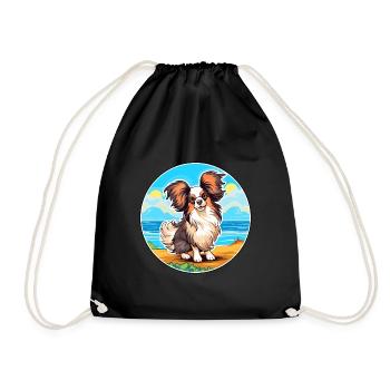 Papillon chien race dessin animé kawaii clipart chien animal de compagnie - Sac de sport léger - noir - Devant