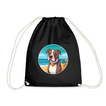 Pitbull Hund Rasse Cartoon Kawaii Clipart Hund Haustier - Turnbeutel - Schwarz - Vorne