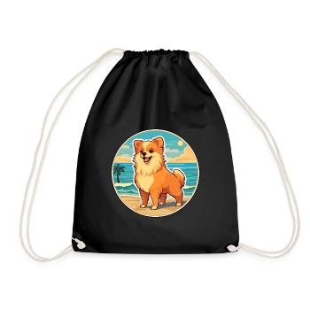 Poméranie allemand Spitz chien race Cartoon Kawaii - Sac de sport léger - noir - Devant