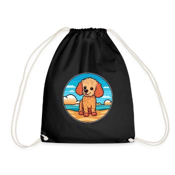 Caniche chien race dessin animé Kawaii Clipart aquarelle - Sac de sport léger - noir - Devant