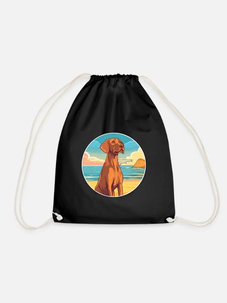 Vizsla Hunderasse Cartoon Kawaii Clipart Aquarell - Turnbeutel - Schwarz