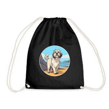 Berger des Pyrénées chien race Cartoon Kawaii Clipart - Sac de sport léger - noir - Devant