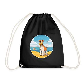 draht foxterrier hunderasse cartoon kawaii clipart - Turnbeutel - Schwarz - Vorne