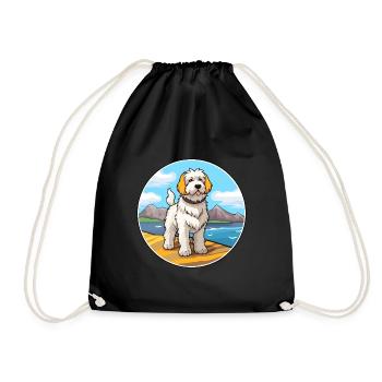 Chien de berger des Pyrénées chien race Cartoon Kawaii Clipart - Sac de sport léger - noir - Devant