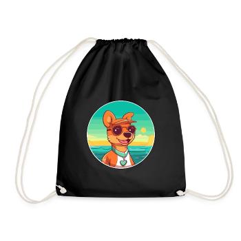 Volpino Italiano Hunderasse Cartoon Kawaii Clipart - Turnbeutel - Schwarz - Vorne