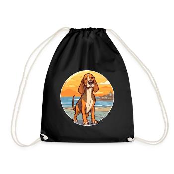 Transylvanian Hound Dog Breed Cartoon Kawaii Dog - Drawstring Bag - black - Front