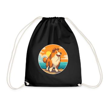 Rough Collie chien race dessin animé Kawaii Clipart chien - Sac de sport léger - noir - Devant