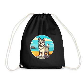 Suédois Vallhund chien race Cartoon Kawaii Clipart - Sac de sport léger - noir - Devant