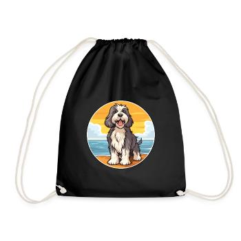 Schapendoes chien race dessin animé Kawaii Clipart chien - Sac de sport léger - noir - Devant