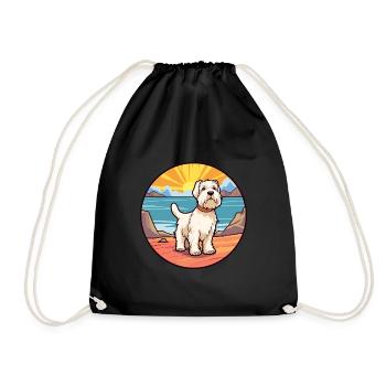Sealyham Terrier Dog Breed Cartoon Kawaii Clipart - Drawstring Bag - black - Front
