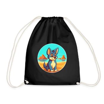 Tamaskan Dog Breed Cartoon Kawaii Clipart Dog Pet - Drawstring Bag - black - Front