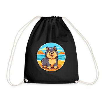 schwedisch lapphund hunderasse cartoon kawaii clipart - Turnbeutel - Schwarz - Vorne
