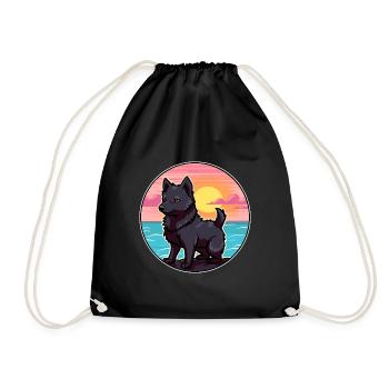 Schipperke chien race dessin animé Kawaii Clipart chien - Sac de sport léger - noir - Devant