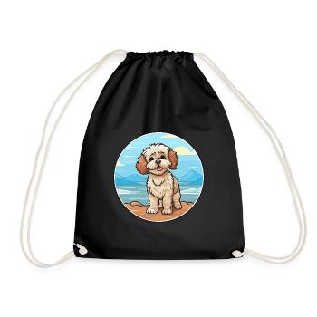 Shih Poo chien race dessin animé Kawaii Clipart chien animal de compagnie - Sac de sport léger - noir - Devant