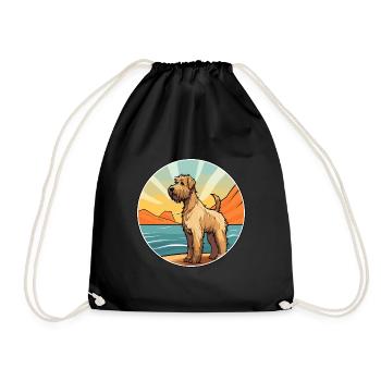Soft Coated Wheaten Terrier Dog Breed Cartoon Pet - Drawstring Bag - black - Front