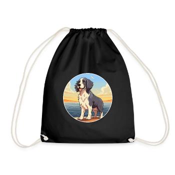 Stabyhoun chien race dessin animé kawaii clipart chien animal de compagnie - Sac de sport léger - noir - Devant