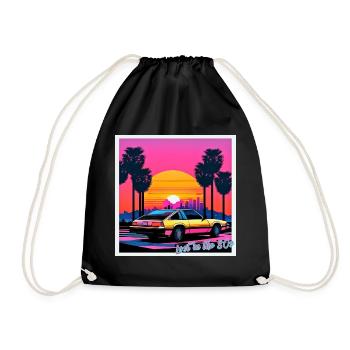 Voiture des années 80 sur la route de Los Angeles - Sac de sport léger - noir - Devant