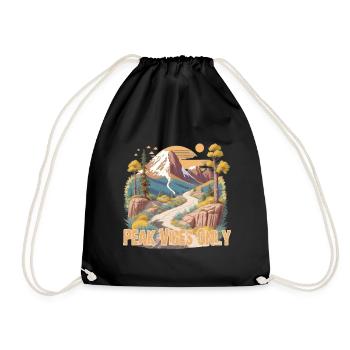 Hiking, Mountains - Drawstring Bag - black - Front