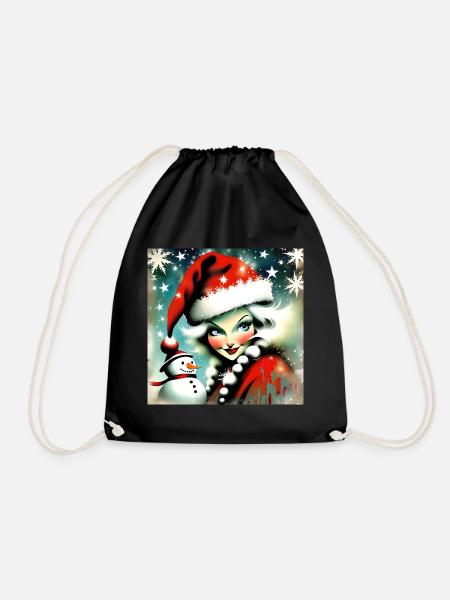 Merry Christmas #15 - Drawstring Bag - black