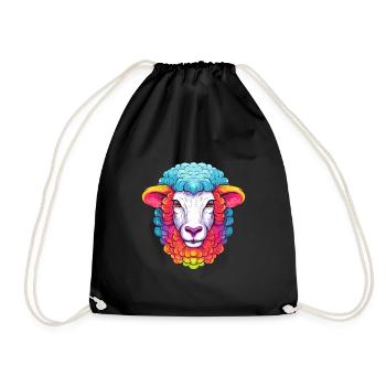 Schaf Buntes Aquarell Cartoon Kawaii Tier - Turnbeutel - Schwarz - Vorne