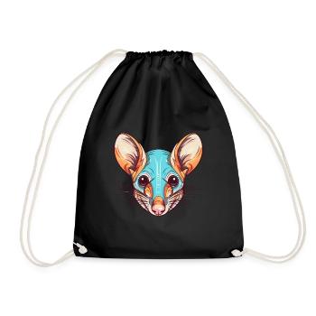 Elephant Shrew Colorful Watercolor Cartoon Kawaii - Drawstring Bag - black - Front