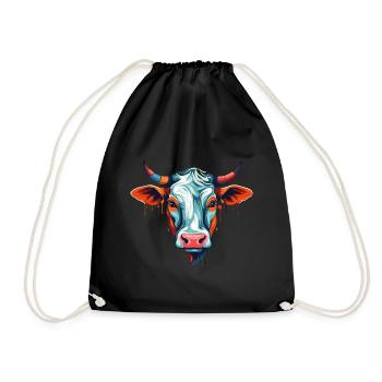 Vache Aquarelle Colorée Dessin Animé Kawaii Animal - Sac de sport léger - noir - Devant