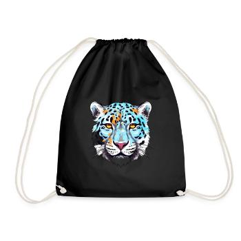 Léopard des neiges Aquarelle colorée Dessin animé Kawaii An - Sac de sport léger - noir - Devant