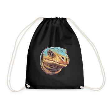 Komodowaran Bunte Aquarell-Karikatur Kawaii A - Turnbeutel - Schwarz - Vorne